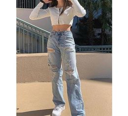 Women039s Jeans Wide Leg Low Rise Baggy Pants Distressed For Women Fashion Ripped Holes Slimming Trousers6328996