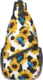 Backpack Cow Printed Butterfly Sling Bag Crossbody Women Men Travel Chest Leisure Sports Outdoor Running Hiking