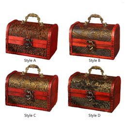 Jewelry Pouches Wooden Treasure Chest Case Storage Box For Playhouse Prop Prizes