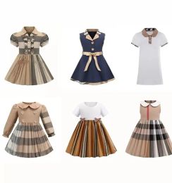 Kids New Style Long Sleeve Girl Dress Plaid Casual Wear Bow Cotton Kids Clothing Children's Wear Autumn Fashion 2-6 Y Mini Skirt Dresses