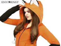2018 Lovely Hoodies Women Sweatshirts Winter Novelty Foxes Ear Hoody Pullover Zipper Coat Anime Cartoon Cosplay Outfit7779647