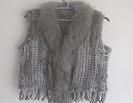 Women039s Vests 2021 Fashion Real Fur Vest Women Knitted Sleevless With Raccoon Trimming Ladies Tassel Gilets Femme8545962