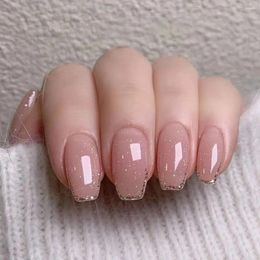 False Nails 24pcs Long Ballerina Fake French Pure Colour Pink Full Cover Press On DIY Detachable