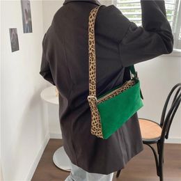Bag 2024 Green Matte Surface Mini Underarm Leopard Shoulder Strap Axillary Pouch Handbag Vintage Punk Rok Sexy Baguette