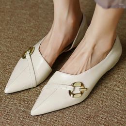 Casual Shoes Women's Genuine Leather Pointed Toe Slip-on Flats Daily Single Soft Comfortable Female Summer For Women