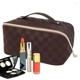 Storage Bags Large Travel Cosmetic Bag Portable Leather Makeup Pouch Women Waterproof Bathroom Washbag Toiletry Kit Organiser Handbag