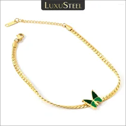 Anklets LUXUSTEEL Women's Gold Color Luxury Butterfly Charm Bracelet On Leg Accessories Wedding Party Fashion Jewelry