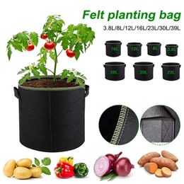 Planters Pots 1 vegetable/flower/plant growth bag 1/2/3/4/5/7/10 gallon thick fabric felt air can with handleQ240517