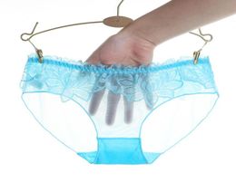 123pcs Transparent Women Sexy Panties Lace Thongs Ultrathin Mesh Brief Ice Silk Seamless Breathable Underpants Soft Underwear2284459