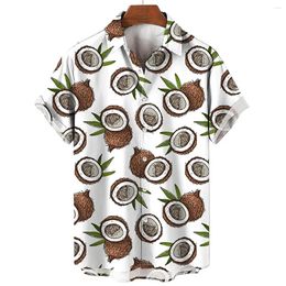 Men's Casual Shirts Hawaiian Shirt 3D Fruit Print Summer Clothing Coconut Pattern Street Trend