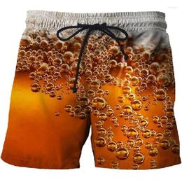 Men's Shorts Swim Summer Trunks Drawstring Beer Graphics Quick Dry Short Casual Holiday Hawaiian Micro-elastic