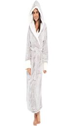 Women Sleepwear Winter Plush Lengthened Shawl Bathrobe Home Clothes Long Sleeved Robe Coat Thicken Peignoir Polaire Femme Y2004299520529