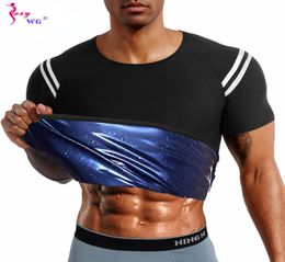SEXYWG Men Sauna Sweat Suit Workout Compression Shapewear Gym Body Shaper Vest Slimming Short Sleeve Waist Trainer Sports Jacket 25462455