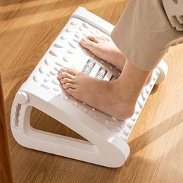 Pillow Under Desk Footstool Adjustable Plastic Footrest Stool With Rollers Foot Resting Comfortable Massage Pad For Home Office