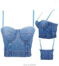 Camisoles Tanks Crop Top Women Tank Cropped Woman Clothes Sexy Camis Push Up Denim Bra Clothing Backless Bustier Party Club Vest393873498