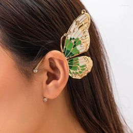 Backs Earrings Green/Blue/Pink Half Butterfly Clip For Women Rhinestone Left Ear Jewelry Cute Y2K Accessories