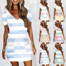 Casual Dresses Summer For Women Short Sleeve Beach Sundress Flowy Dress With Pockets