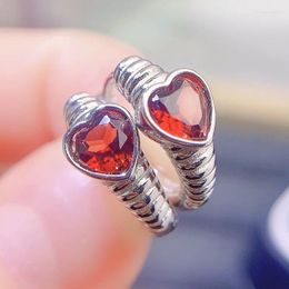 Hoop Earrings Per Jewelry Natural Real Red Garnet Earring Love Heart Style 1ct 2pcs Gemstone 925 Sterling Silver Fine L243118