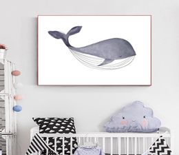 Blue Sleeping Whale Nursery Print Painting Girl Playroom Wall Art Canvas Painting Nordic Poster Wall Pictures For Kids Bedroom8046865