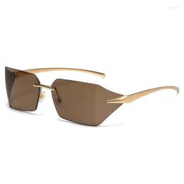 Sunglasses Brand Design Rimless Women Trend Sun Glasses Vintage Eyeglasses Men Punk Luxrury Designer Gafas De Sol