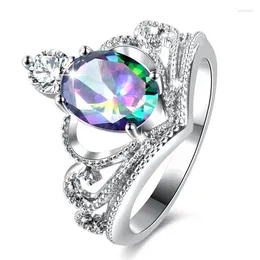 With Side Stones Garilina Colorful Zircon Crown Silver Ring Female Personality Original Wholesale Jewelry R2288