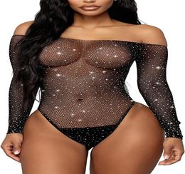 Womens Sexy Set Women Lingerie Fishnet Babydoll Bodysuit Sparkle Rhine Mesh Teddy Lingerie5130433