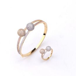 Spherical Double Ring Hollow Bracelet With a Full Set Of Zirconia Three Color Ring Bracelet Set Designer Jewelry