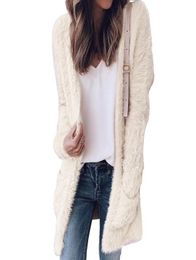 Women Cardigan Fur Jacket Outerwear Tops Winter Warm Sweater Fluffy Coat3199086
