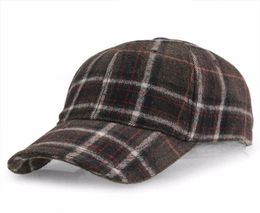Ball Caps Winter Plaid Woolen Baseball Cap Men Women Cotton Snapbacks Hats2365386