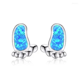 Stud Earrings 2024 Cute Baby Foot For Women Jewellery Accessories Anniversary Party Girl Gift Fashion Imitation Opal