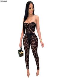 Summer Women Set Tracksuits Perspective Mesh Strapless BodysuitsPants Sexy Night Club Party Street Two Piece Suit Outfits GL0794705744