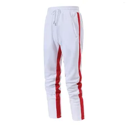 Men's Pants Korean Clothes Mens Hiphop Lace Up Straight Leg Spliced Solid Colour Running Workout Male Pantalones