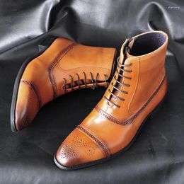 Boots Whoholl High Quality Men Patent Leather Autumn Winter Top Shoes Business Casual British Ankle Big Size 39-47