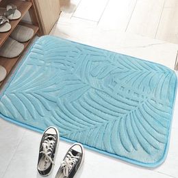Bath Mats Coral Fleece Bathroom Carpet Leaf-Shape Floor Mat Water Absorption Non-slip Memory Foam Absorbent Washable Rug Toilet