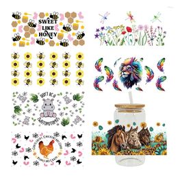 Window Stickers 3D UV DTF Transfers 16oz Cup Wraps Hippo Lion Dragonfly Bee Printed For DIY Glass Ceramic Metal Leather Etc. D9360