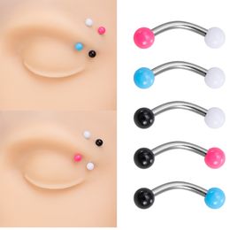 5pcs Acrylic Ball Curved Barbell Eyebrow Ring Surgical Steel Banana Lip Piercing Snug Daith Helix Cartilage Earrings Jewelry