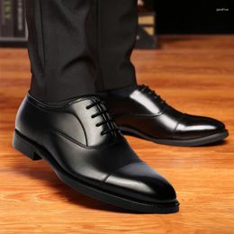 Dress Shoes Men's Formal Leather Wedding Pointed British Style Three Joint Business Trend