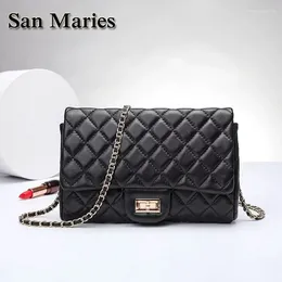 Shoulder Bags San Maries Fashion Trend Female Luxury Sheepskin Plaid Chain All-Match One Casual Totes Ladies Clutch Phone Bag