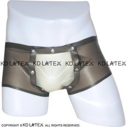 Sexy Latex Boxer Shorts With Codpiece Open Crotch Rubber Briefs Cod piece Underwear Bottoms Panties 00483118717