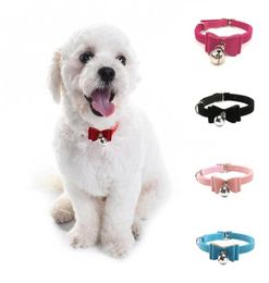 Dog Collars Leashes Cat Collar Velvet Bow Tie Safety Elastic Bowtie Bell Pet Supplies Adjustable Strong With Buckle And Clip4978872