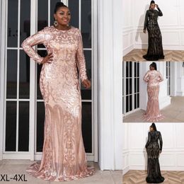 Casual Dresses Women Long Sleeve Sequins Print Mermaid Prom Evening Elegant O-neck Wedding Guest Bridesmaid Gowns Africa