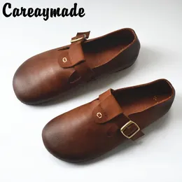 Casual Shoes Careaymade-Summer Mori Girl Handmade Genuine Leather Single Leisure Lazy People's Flat-soled Full Girls'Shoes