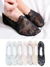 2020 New Fashion Mesh Lace Floral Socks Women Summer Transparent High Heels Invisible Antislip Slippers Socks Girls Ankle5802983