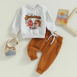 Clothing Sets Toddler Born Baby Boys Fall Outfits Letter Print Crew Neck Long Sleeve Sweatshirts And Pants 2Pcs Clothes Set