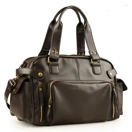 Duffel Bags Male Travel Bag Retro Duffle Handbag Shoulder PU Leather Big Messenger High Quality Men's Luggage Storage Crossbody