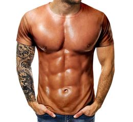 Men039s 3D TShirt Bodybuilding Simulated Muscle Tattoo TShirt Casual nude skin chest muscle Tee Shirt Funny ShortSleeve Clot2682995