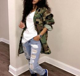 Women Long Coat Oversized Casual Mini Dress Military Ladies Jacket Cotton Plus Size Club Coat Party Army Green Sexy Camouflage T194679066