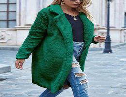 Women039s Fur Autumn Long Teddy Coat Women Green Faux Female Warm Winter Coats Jacket Plush Overcoat Outwear4094057