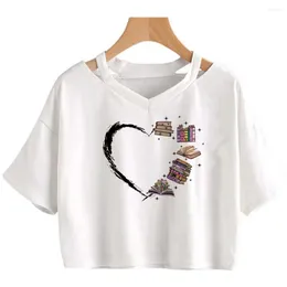 Women's T Shirts Love Hearts Vintage Graphic Crop Top Girl Harajuku 90s Gothic Tshirt