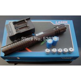 NEW high power blue laser pointers 200000m 450nm Lazer Beam Military Flashlight Hunting+5 caps+ charger for free +gift box